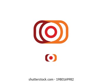 Camera Abstract vector logo template, minimal design logotype concept for digital art studio, photo studio, photographer and photo editor app, isolated on black background