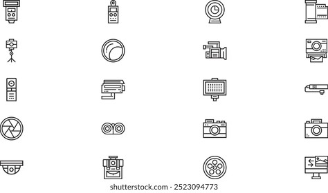 Camera and accesories icons High-Quality Vector Icons Collection with Editable Stroke. Ideal for Professional and Creative Projects.