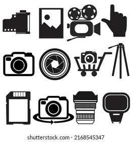 Camera Accessories icons Vector line set sign