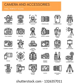 Camera and Accessories , Thin Line and Pixel Perfect Icons