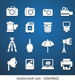 camera accessories white icons