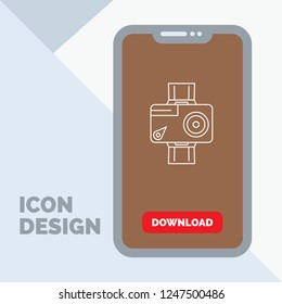 camera, action, digital, video, photo Line Icon in Mobile for Download Page