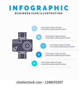 camera, action, digital, video, photo Infographics Template for Website and Presentation. GLyph Gray icon with Blue infographic style vector illustration.