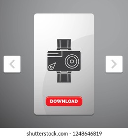 camera, action, digital, video, photo Glyph Icon in Carousal Pagination Slider Design & Red Download Button