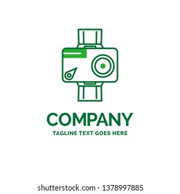 camera, action, digital, video, photo Flat Business Logo template. Creative Green Brand Name Design.