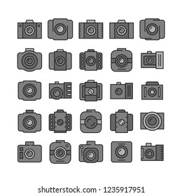camera and action camera icons, black color theme