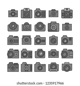 camera and action camera icons, black color theme