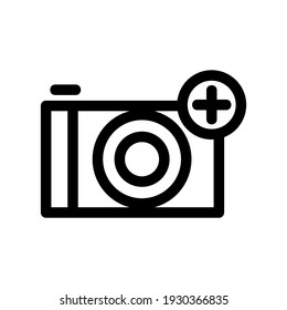 símbolo de signo aislado de la cámara añadir icono o logotipo ilustración vectorial de estilo negro de alta calidad iconos vectoriales
