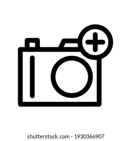 camera add icon or logo isolated sign symbol vector illustration - high quality black style vector icons
