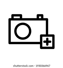 símbolo de signo aislado de la cámara añadir icono o logotipo ilustración vectorial de estilo negro de alta calidad iconos vectoriales

