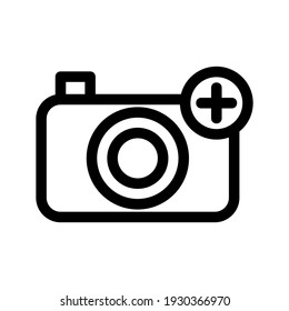 camera add icon or logo isolated sign symbol vector illustration - high quality black style vector icons
