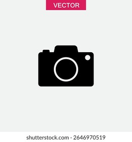 Icono de la cámara o signo aislado del logotipo, ilustración de moda negra plana del estilo del Vector para el Web y el App..eps