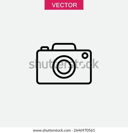 camera add icon or logo isolated sign, vector flat black linear illustration for web and app..eps