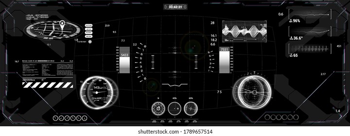 Camera, ai viewfinder with HUD elements. Futuristic display for VR, GUI, UI. Camera viewfinder with artificial intelligence. Template focusing screen of the camera. Head up display HUD. Vector