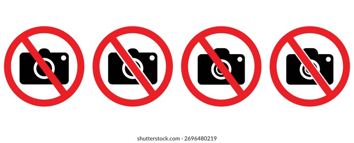 Camera Allowed and Prohibited Icons – Silhouette Vector Set of No Photography, No Recording Signs