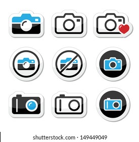 Camera analogue and digital icons set