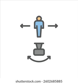 Camera Angle filled outline icon, Camera Angle colour line illustration