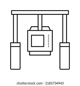 Kamerabildmesser für die Stoßdämpfer-Linie, Vektorgrafik. Kamerabewegschild. isoliertes Kontursymbol
