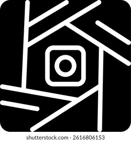 Camera Aperture Glyph Vector Icon Design