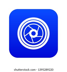 Camera aperture icon digital blue for any design isolated on white vector illustration