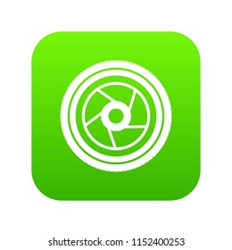 Camera aperture icon digital green for any design isolated on white vector illustration