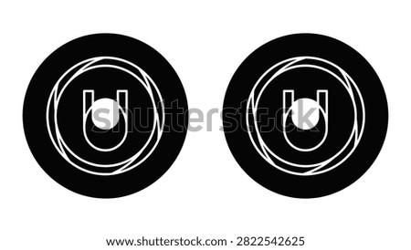 Camera aperture icon set with circular lens shutter design in black and white