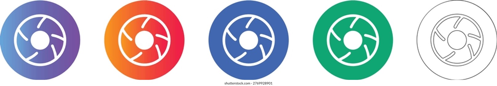 Camera Aperture Iris Icons Set vol 1414