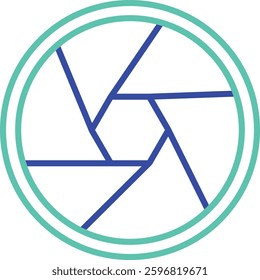 Camera Aperture outline dual color vector illustration icon design