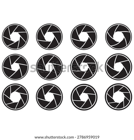 Camera Aperture Shutter Icons Set Black Circular Photography Symbols