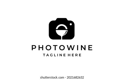 Camera Aperture Shutter Lens Photography Photographer with Wine Glass Logo Design Inspiration