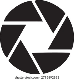 Camera aperture shutter vector icon, professional photography lens diaphragm isolated flat minimalist silhouette.