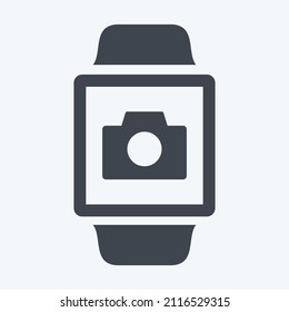 Camera App Icon in trendy glyph style isolated on soft blue background