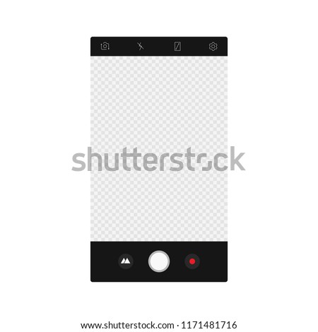 Camera app screen interface. Vector mockup photo composer.