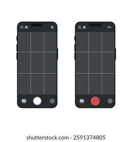 Camera app screen template. Mobile phone photo and video eps 10 vector illustration. Phone camera sample image flat picture