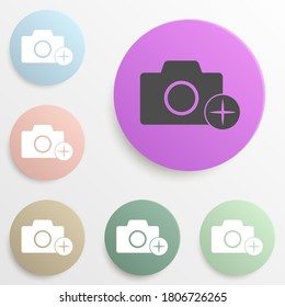 camera with an appendage badge color set. Simple glyph, flat vector of web icons for ui and ux, website or mobile application