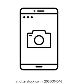 camera application line icon vector design, editable stroke line icon