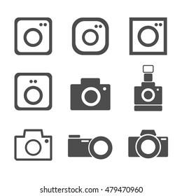 Camera apps icon flat style design vector set.