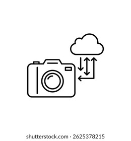 Cámara con flechas a la nube para Cargar de fotos y almacenamiento