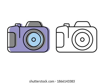 camera. attributes of a good trip. vector icons in flat style