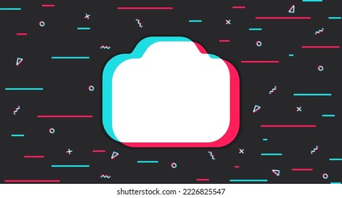 Camera. Background with tricolor camera icon. Pictures, photographic equipment. Photo content promotion concept. Vector illustration