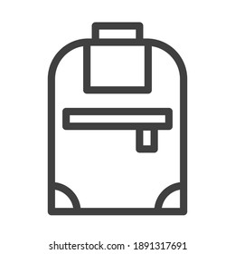 icono del equipo de mochila de la cámara, logotipo con diseño vectorial de estilo de trazo de contorno. genial para web, patrón, aplicación móvil, patrón, diseño, etc.