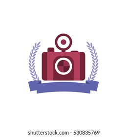 Camera Badge Vector Logo Design Element