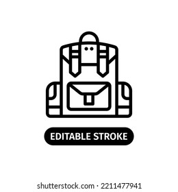 camera bag or backpack icon editable stroke