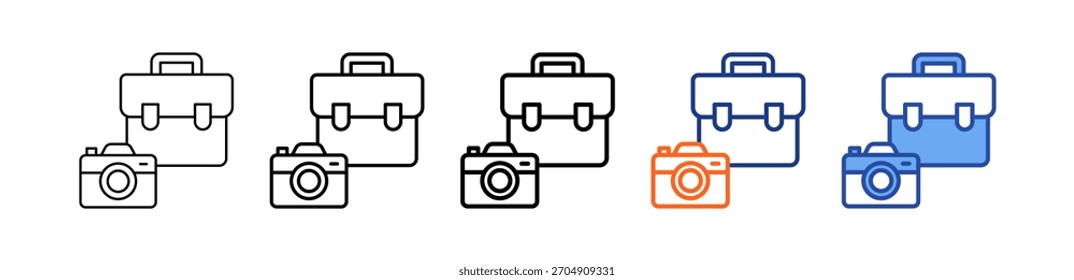 Camera Bag Different Set Vector Icon