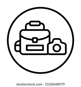 Camera Bag Symbol Linie Vektorgrafik
