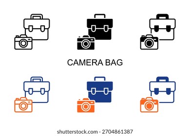 Camera Bag Icon Multi Style Vector Illustration