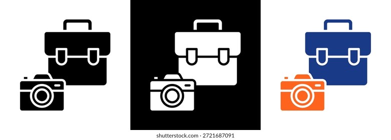 Camera Bag Icon Set Glyph Vector Illustration