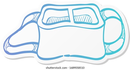 Camera bag icon in sticker color style. Case luggage carrying strap