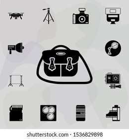 Camera bag icon. Universal set of equipment photography for website design and development, app development