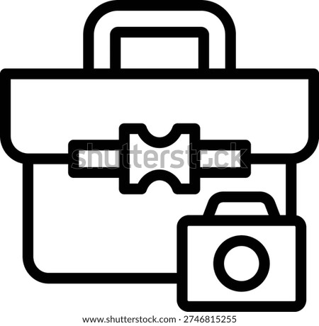 Camera Bag Line Icon and Vector